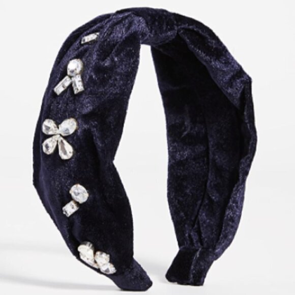 Hemant 7 Nandita Crystal Velvet Headband Blue Navy main image 6